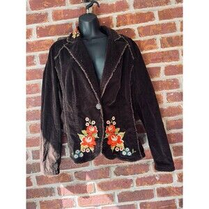 Floral Embroidered Velvet Blazer